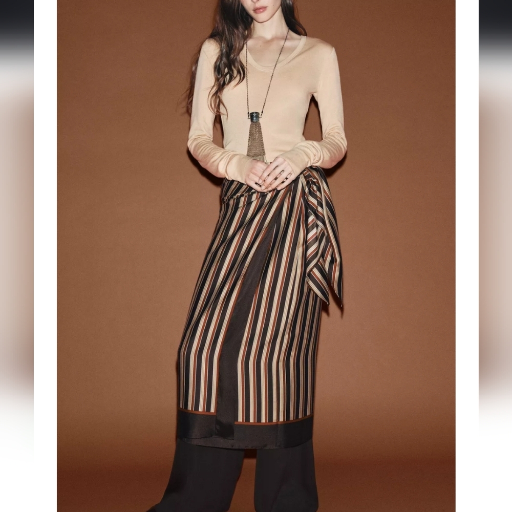 ZARA STRIPED PAREO SKIRT ZW COLLECTION. SIZE XL
